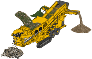 New design in tracked portable vibrating screen